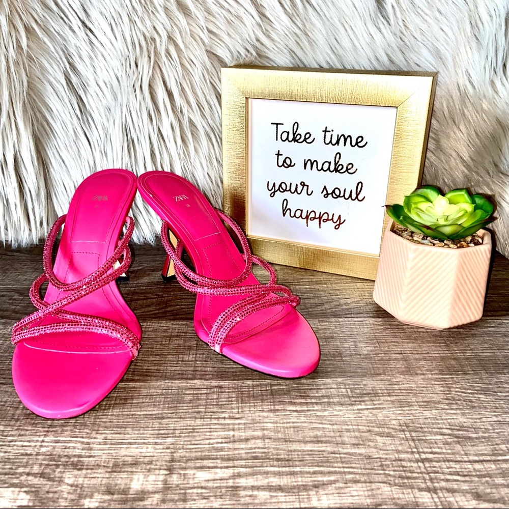 Zara Sparkly Strap Heeled Sandals